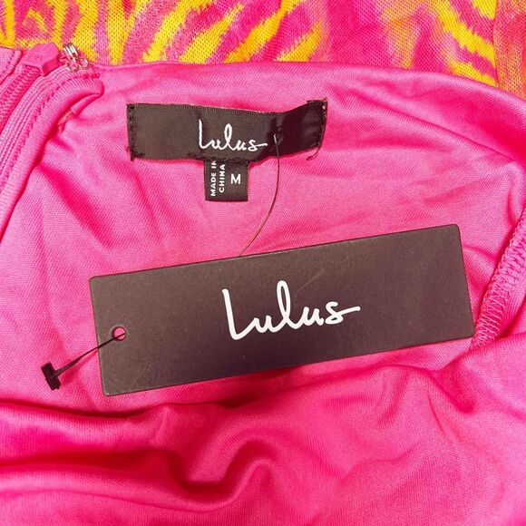 Lulus Camadi Hot Pink Animal Print Mesh Backless Midi Dress Size M NWT - Picture 7 of 9